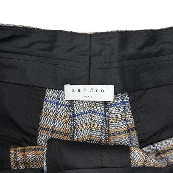 SANDRO Paris Wool Blend Gray Plaid Printed Knit Short Sz 8 - Picture 6 of 10